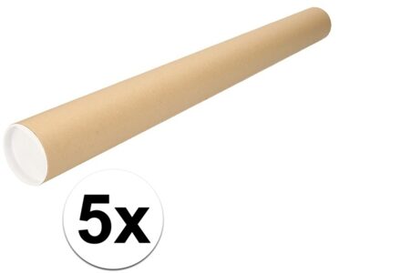 Shoppartners Poster koker van karton - 5x - 640 x 60 mm - Bruin - Verzendkokers - Voor A1 formaat papier