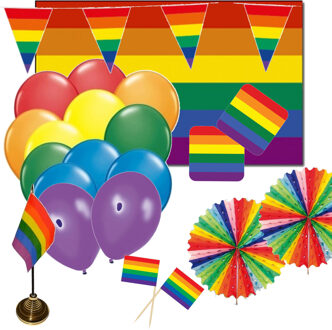 Shoppartners Regenboog decoratiepakket groot - Feestpakketten