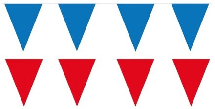 Shoppartners Rode/blauwe feest punt vlaggetjes pakket - 200 meter - slingers / vlaggenlijnen - kunststof