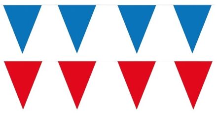 Shoppartners Rode/blauwe feest punt vlaggetjes pakket - 80 meter - slingers / vlaggenlijnen - kunststof