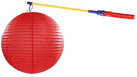 Shoppartners Rode lampion 35 cm met lampionstokje Rood