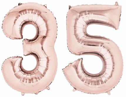 Shoppartners Rose gouden ballon 35 jaar - Ballonnen Roze