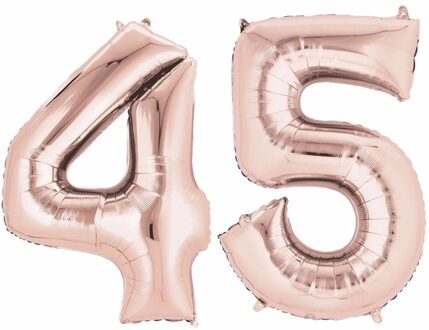Shoppartners Rose gouden ballon 45 jaar - Ballonnen Roze