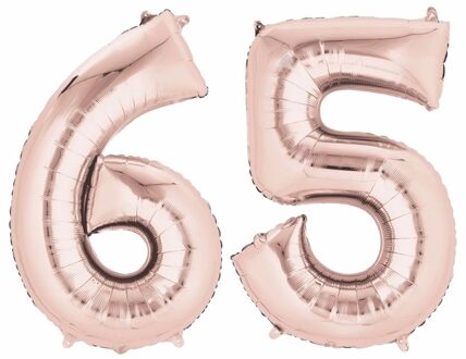 Shoppartners Rose gouden ballon 65 jaar - Ballonnen Roze