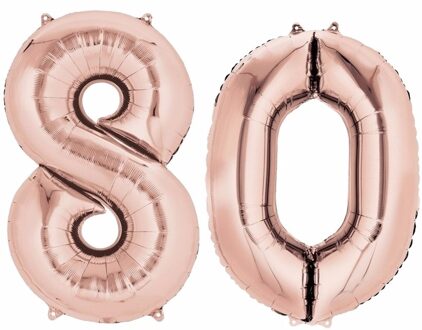 Shoppartners Rose gouden ballon 80 jaar - Ballonnen Roze