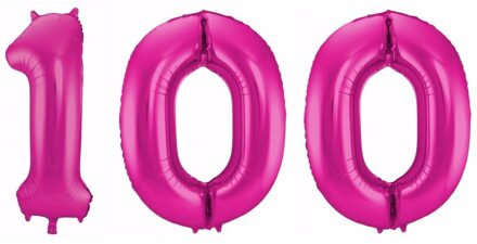 Shoppartners Roze folie ballonnen 100 jaar