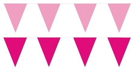 Shoppartners Roze/Lichtroze feest punt vlaggetjes pakket 120 meter