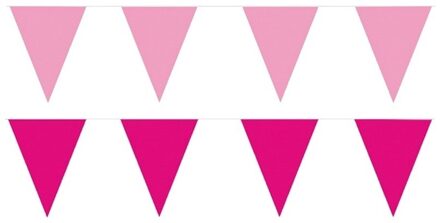 Shoppartners Roze/Lichtroze feest punt vlaggetjes pakket 80 meter