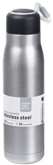 Shoppartners RVS thermosfles / isoleerfles voor onderweg 550 ml zilver - Thermosflessen Zilverkleurig