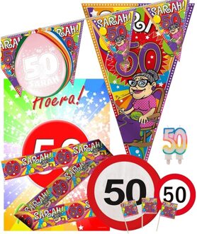 Shoppartners Sarah 50 jaar leeftijd themafeest pakket L versiering/decoratie Multi