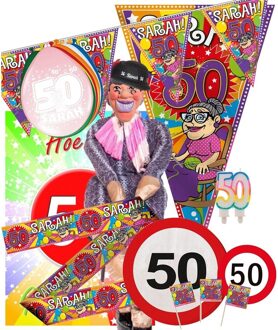 Shoppartners Sarah 50 jaar leeftijd themafeest pakket XL versiering/decoratie Multi