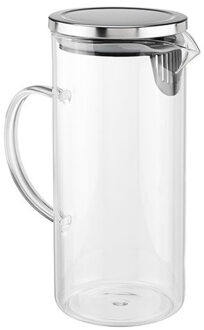 Shoppartners schenkkan - 1,3 liter - glas - 22 cm - waterkan - sapkan Transparant