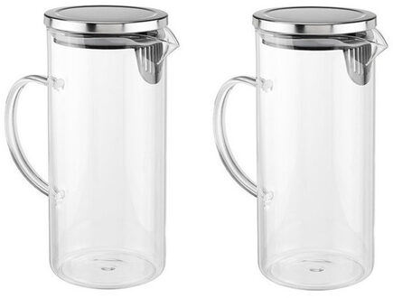 Shoppartners schenkkan - 2x - 1,3 liter - glas - 22 cm - waterkan - sapkan