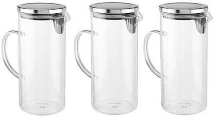 Shoppartners schenkkan - 3x - 1,3 liter - glas - 22 cm - waterkan - sapkan