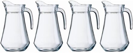 Shoppartners Schenkkan - 4x - 1 liter - transparant - 20 cm - glas - sapkan - waterkan - limonadekan