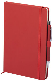 Shoppartners Schrift - Notitieboekje - met elastiek/pen - A5 - rood - 100x gelinieerde paginas
