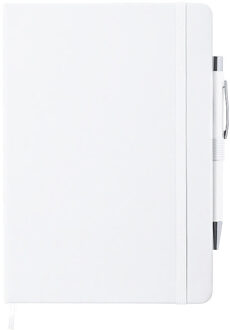 Shoppartners Schrift - Notitieboekje - met elastiek/pen - A5 - wit - 100x gelinieerde paginas