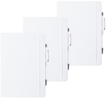 Shoppartners Schrift - Notitieboekje - met elastiek/pen - A5 - wit - 5x gelinieerde paginas