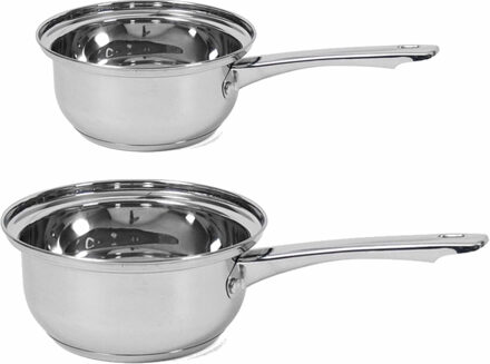 Shoppartners Set van 2x Rvs steelpannen/sauspannen Manhattan 18 en 14 cm - Steelpannen Zilverkleurig