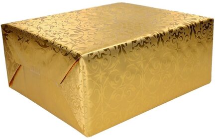 Shoppartners Set van 3x stuks luxe gouden kerst cadeaupapier/inpakpapier 500 x 76 cm op rol