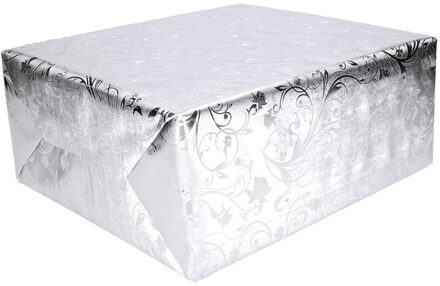 Shoppartners Set van 3x stuks luxe zilveren kerst cadeaupapier/inpakpapier 500 x 76 cm op rol