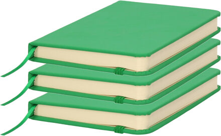 Shoppartners Set van 3x stuks notitieblokje harde kaft groen 9 x 14 cm