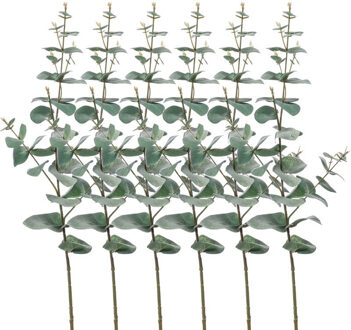 Shoppartners Set van 6x stuks Groene Eucalyptus kunsttakken kunstplant 68 cm