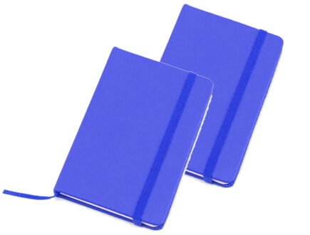 Shoppartners Set van 8x stuks notitieblokje harde kaft blauw 9 x 14 cm