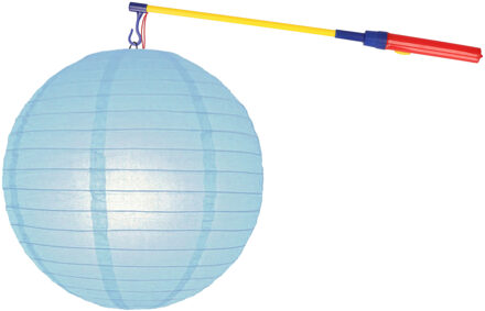 Shoppartners Sint Maarten setje - Lichtblauwe lampion 25 cm met lampionstokje