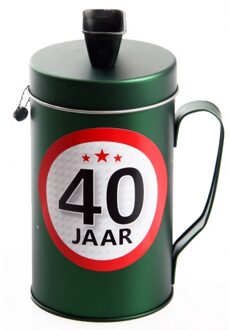 Shoppartners Spaarpot - 40 jaar geworden thema - verjaardag cadeau - Blik met sticker van 9 cm