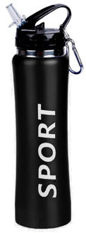 Shoppartners Sport Bidon Drinkfles/waterfles Sport Print Zwart 600 Ml - Drinkflessen