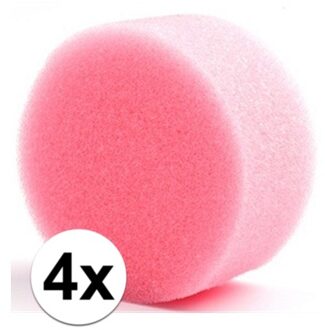 Shoppartners Superstar Grimas schmink sponsje - 4x - rond - D6 x H3 cm - grimeren voor kinderen en volwassenen Roze
