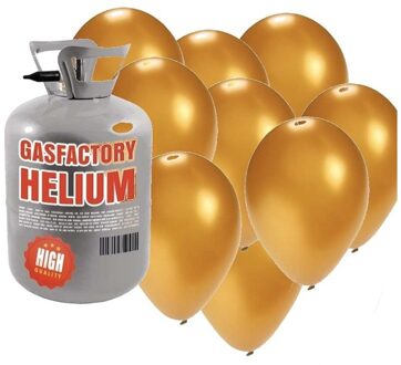 Shoppartners Tankje met helium met 30 gouden ballonnen - Heliumtank Goudkleurig