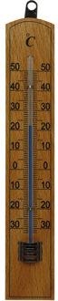 Shoppartners Thermometer buiten hout - 20 x 4 cm - Buitenthermometers Bruin