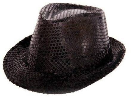 Shoppartners Trilby hoed metallic zwart met glitters