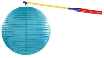 Shoppartners Turquoise blauwe lampion 35 cm met lampionstokje - Sint Maarten lampionnen