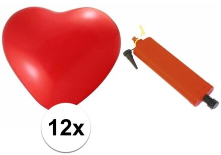 Shoppartners Valentijn ballonnenset 12 hartjes met pomp