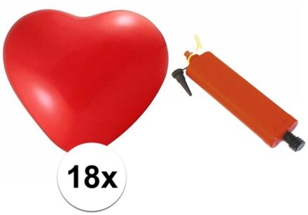 Shoppartners Valentijn ballonnenset 18 hartjes met pomp