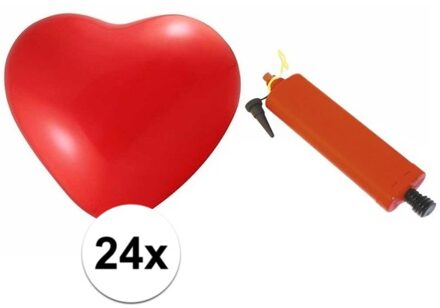 Shoppartners Valentijn ballonnenset 24 hartjes met pomp