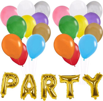 Shoppartners Verjaardag ballonnen 100x stuks met Party folie-ballon letters van 36cm
