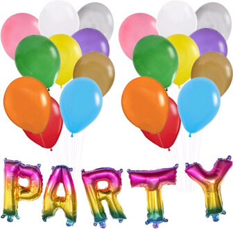 Shoppartners Verjaardag ballonnen 100x stuks met Party folie-ballon letters van 36cm