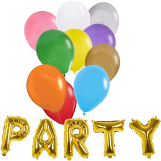 Shoppartners Verjaardag ballonnen 50x stuks met Party folie-ballon letters van 36cm