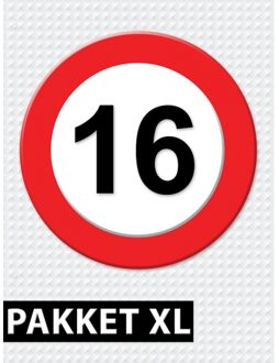 Shoppartners Verkeersbord 16 jaar versiering pakket XL - Feestpakketten