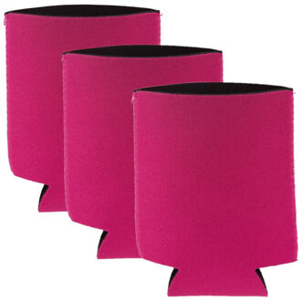 Shoppartners Voordeelset van 20x stuks opvouwbare blikjeskoelers/ koel hoesjes fuchsia roze