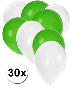 Shoppartners Witte en groene ballonnen 30 stuks - Ballonnen Multikleur