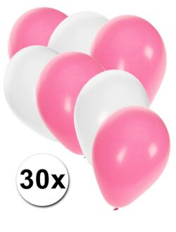 Shoppartners Witte en lichtroze ballonnen 30 stuks - Ballonnen Multikleur