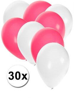 Shoppartners Witte en roze ballonnen 30 stuks - Ballonnen Multikleur