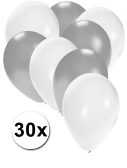 Shoppartners Witte en zilvere ballonnen 30 stuks - Ballonnen Multikleur