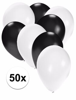 Shoppartners Witte en zwarte ballonnen 50 stuks - Ballonnen Multikleur