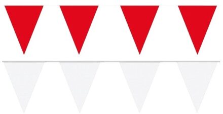 Shoppartners Witte/Rode feest punt vlaggetjes pakket 60 meter